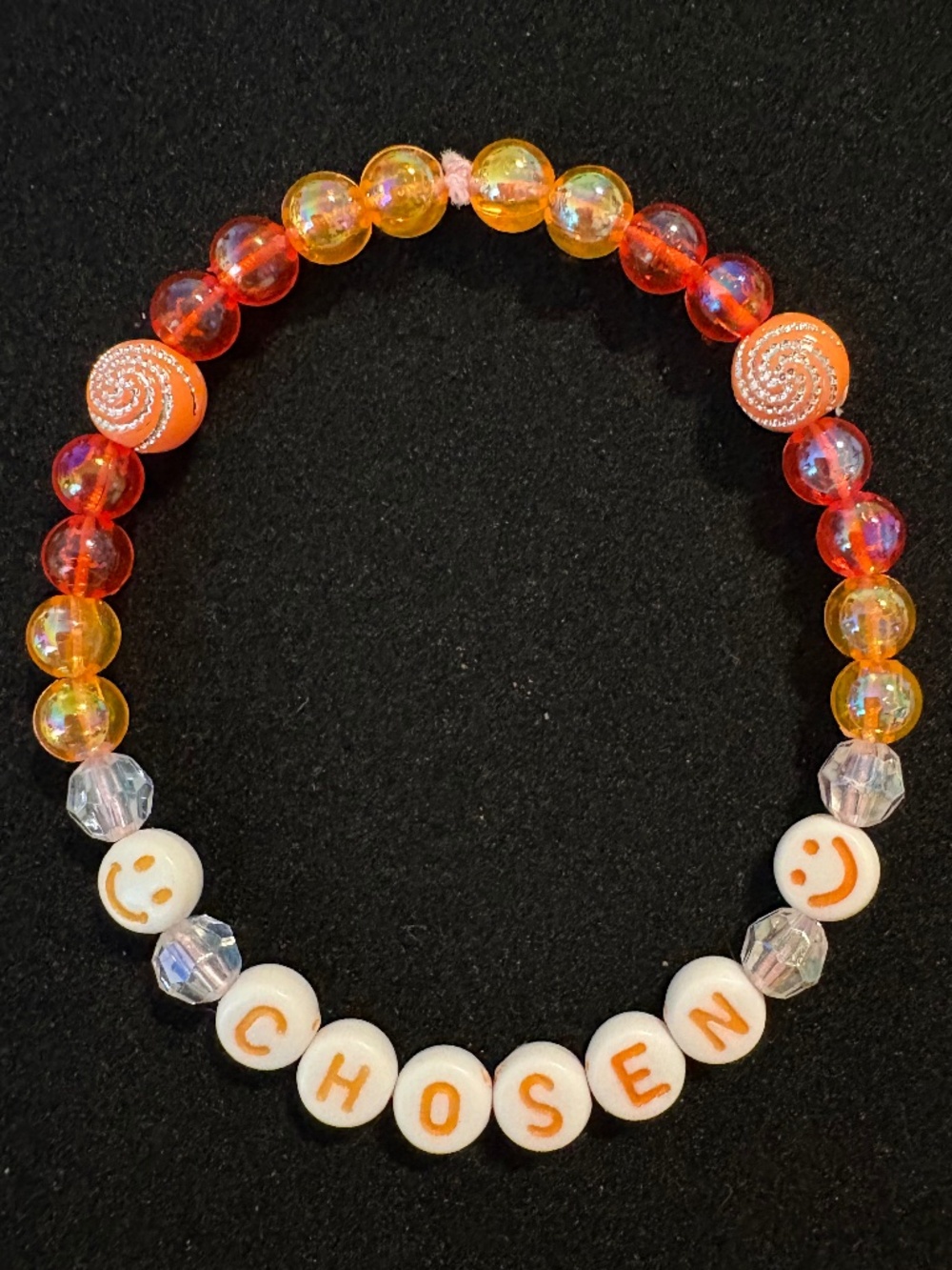 Handmade “Chosen” Inspirational Stretch Bracelet – Orange & Yellow Beads